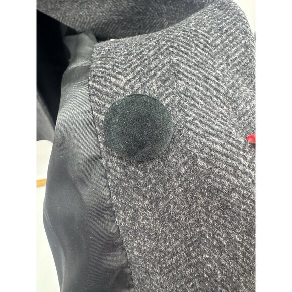 Vintage Forecaster of Boston 12 Gray Coat Cashmere Velvet Collar Herringbone Woo - Picture 10 of 15